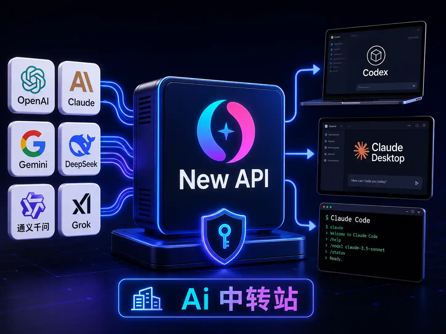 【New-Api】商业化 Ai 中转站项目，new-api，聚合多 Ai 模型 + 能限制每个user并发数等功能